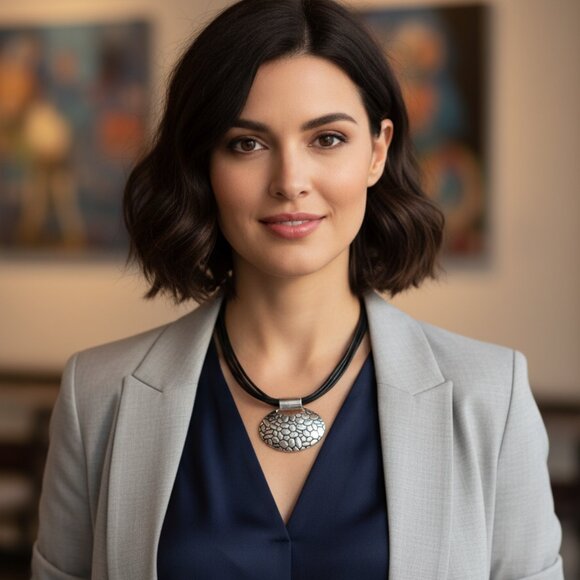 🖤 Napier Black Multi-Strand Choker Necklace - Silver Pebble Pendant - Picture 5 of 6